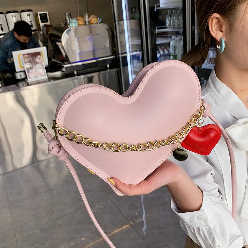 Heart Shaped Shoulder Bag Pu Leather Women Handbags Love Tote