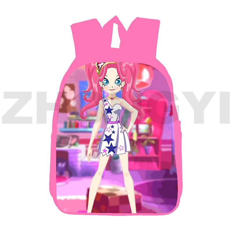 Lolirock Backpack 3D Anime School Bag 12/16 Inch Pink Daily Pack Bookbag