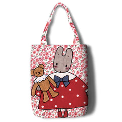 Marron Cream Rabbit Canvas Shoulder Bags for Women