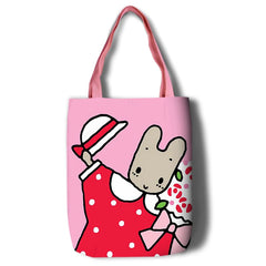 Marron Cream Rabbit Canvas Shoulder Bags for Women