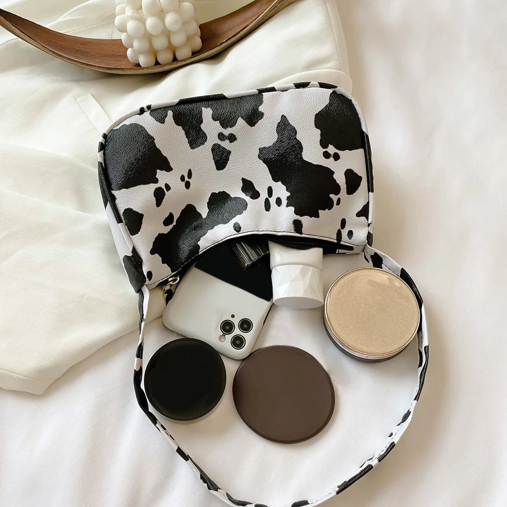 Milk Cow Print Women Messenger Bags Shoulder Mini Bags Travel Zipper Wallets