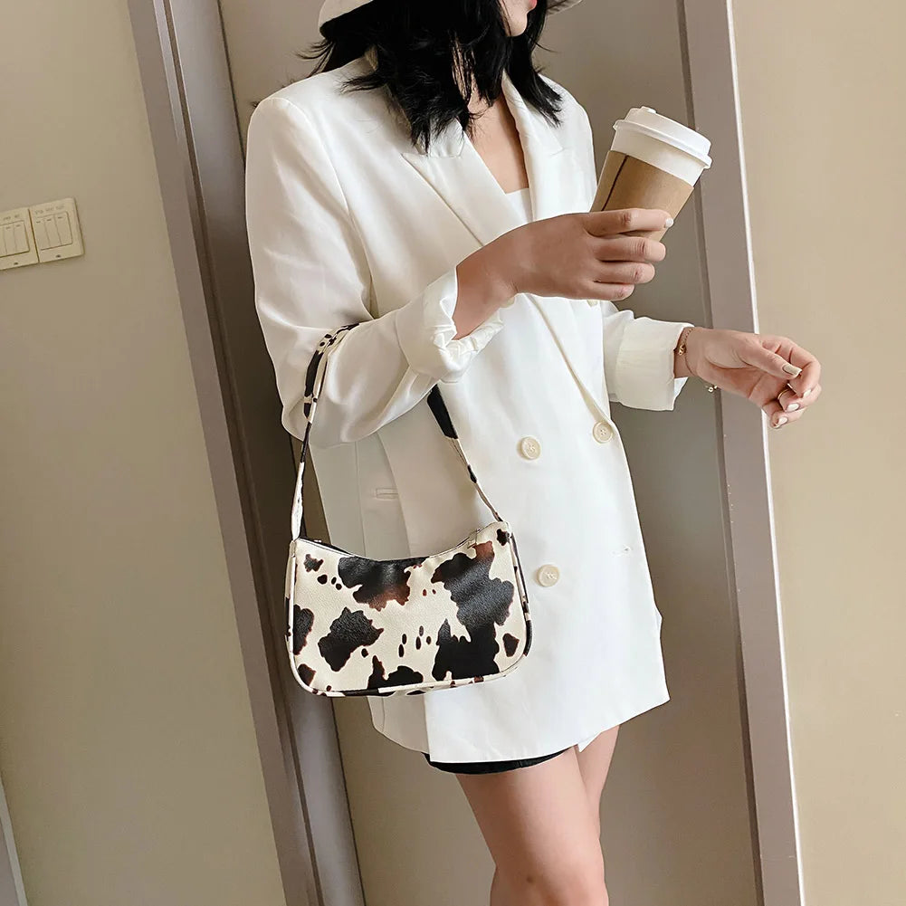 Milk Cow Print Women Messenger Bags Shoulder Mini Bags Travel Zipper Wallets