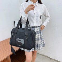 Women Transparent Heart Patchwork Canvas Shoulder Bags