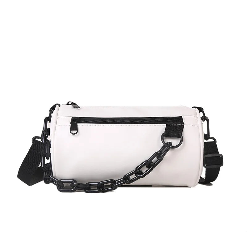 Cylinder Chains Shoulder Bag for Women PU Leather Handbag Crossbody Bag