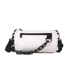 Cylinder Chains Shoulder Bag for Women PU Leather Handbag Crossbody Bag