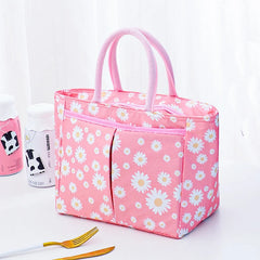 Daisy Printing Insulated Lunch Bag Large Capacity Tote Cooler Bento Box Storage