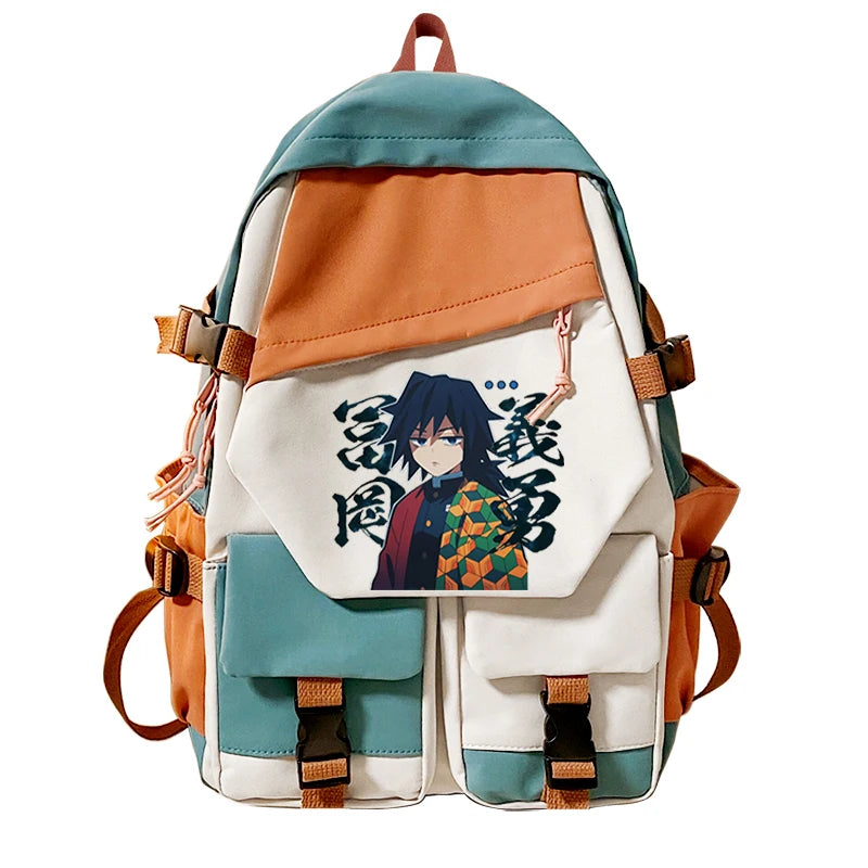 Demon Slayer Anime Hip Hop Backpack School Bag Vintage Design