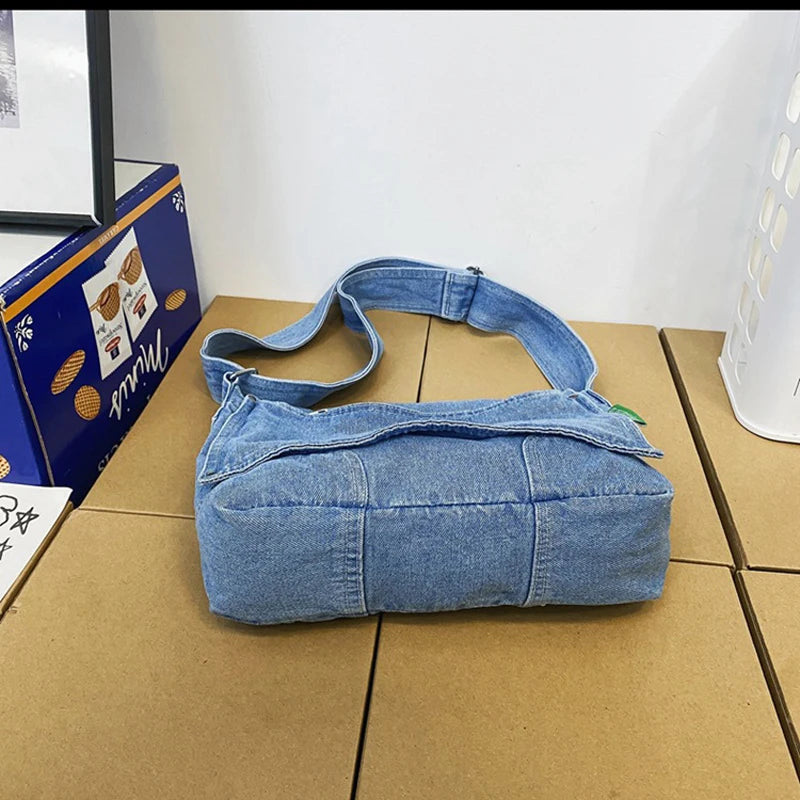 Denim Canvas Bag For Women Girls Large Messenger Bags Women