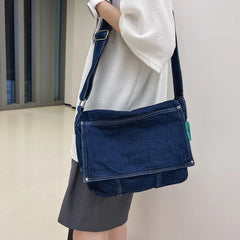 Denim Canvas Bag For Women Girls Large Messenger Bags Women