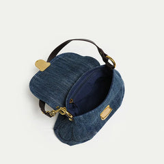 Vintage Denim Shoulder Bag for Women Retro Classic Female Handbag