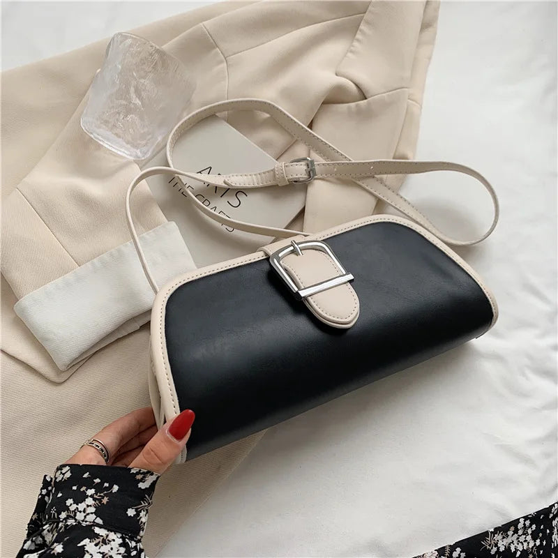 Unique Square Shoulder Bag for Women, Contrast Messenger Pouch