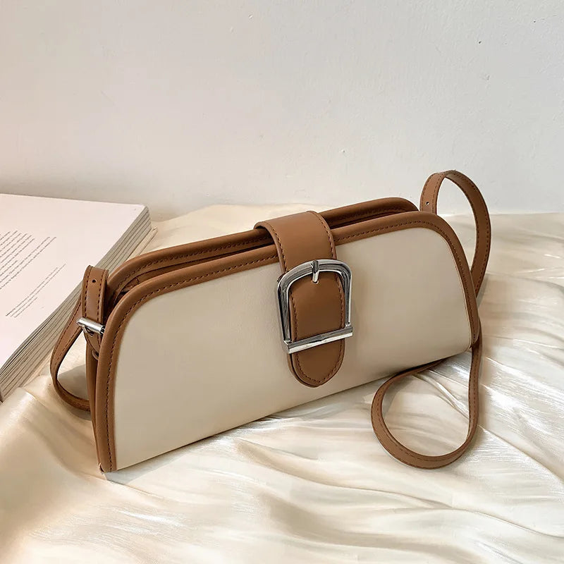 Unique Square Shoulder Bag for Women, Contrast Messenger Pouch
