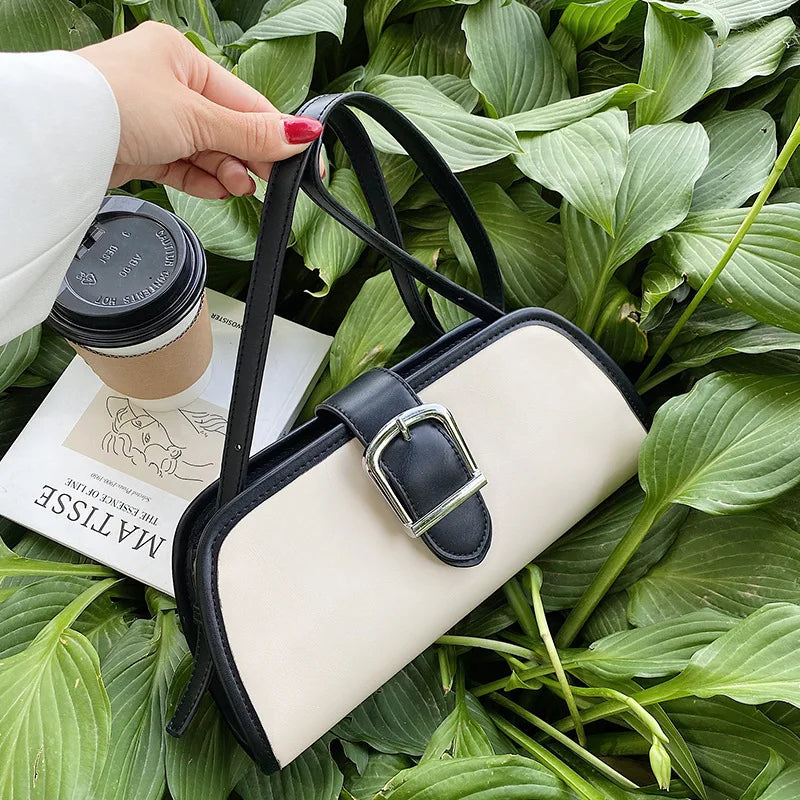 Unique Square Shoulder Bag for Women, Contrast Messenger Pouch