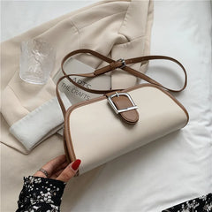Unique Square Shoulder Bag for Women, Contrast Messenger Pouch