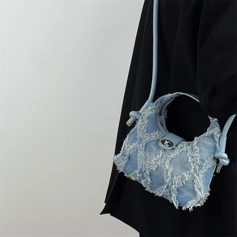 Tassel Crossbody Bags Female Clutch Handbags Retro Denim Women's Shoulder Bag