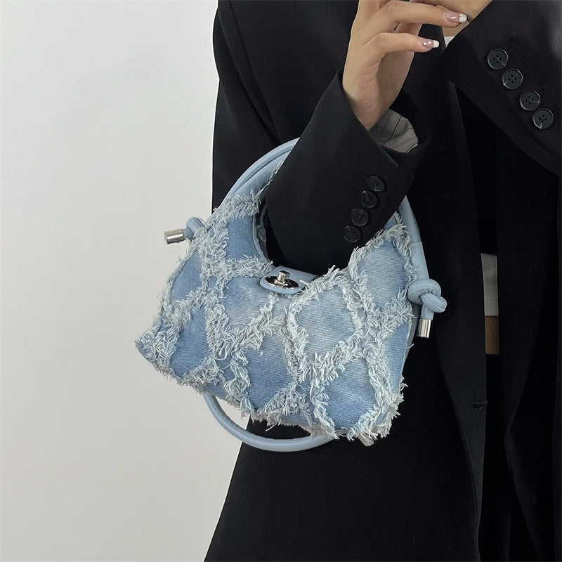 Tassel Crossbody Bags Female Clutch Handbags Retro Denim Women's Shoulder Bag