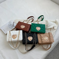 PU Leather Metal Women's Shoulder Bag Handheld Square Bag