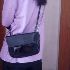 Patent Leather Shoulder Bag for Women, Crossbody Chain Purse