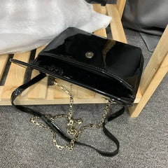 Patent Leather Shoulder Bag for Women, Crossbody Chain Purse