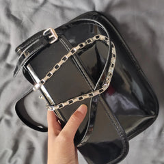 Patent Leather Shoulder Bag for Women, Crossbody Chain Purse