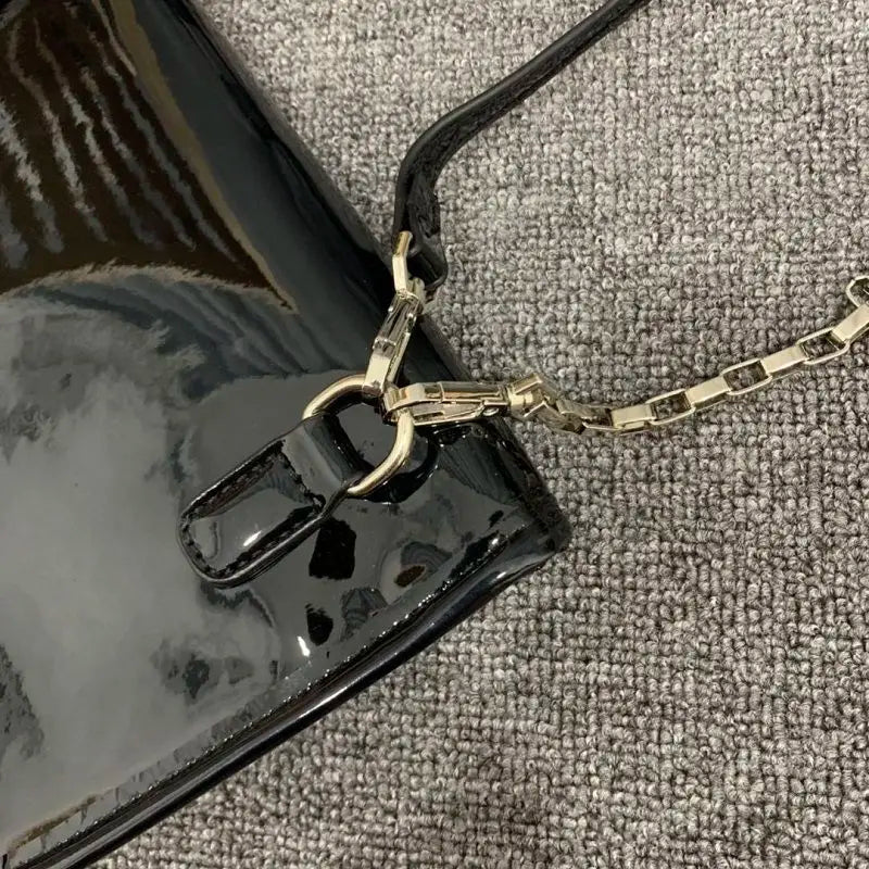 Patent Leather Shoulder Bag for Women, Crossbody Chain Purse