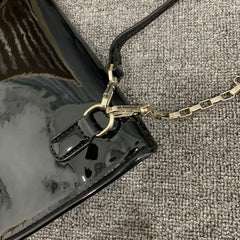Patent Leather Shoulder Bag for Women, Crossbody Chain Purse