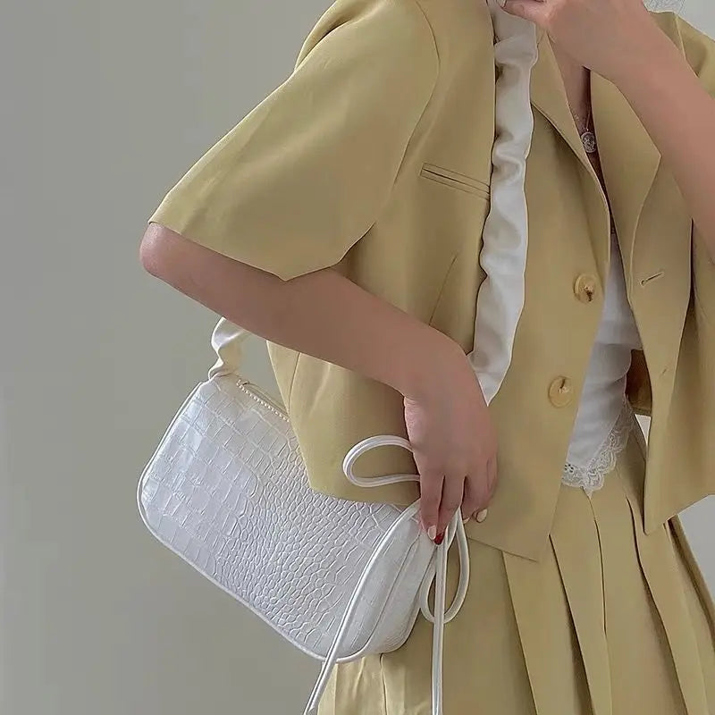 Pleated Strap Ladies Underarm Bag Solid Female Clutch Purse Handbag