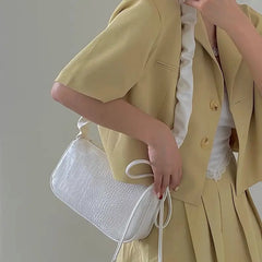 Pleated Strap Ladies Underarm Bag Solid Female Clutch Purse Handbag