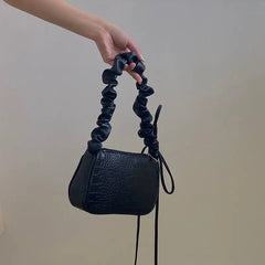 Pleated Strap Ladies Underarm Bag Solid Female Clutch Purse Handbag