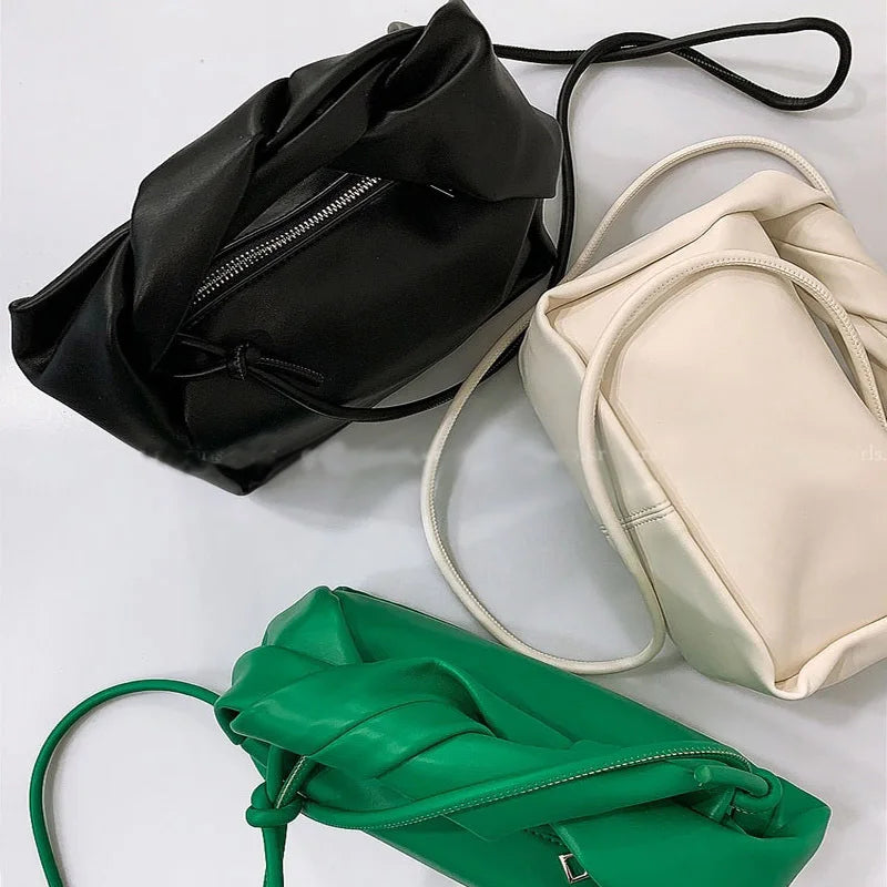 Women's Fold Handle Shoulder Bags PU Leather Ladies Clutch Purse Handbags Green