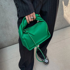 Women's Fold Handle Shoulder Bags PU Leather Ladies Clutch Purse Handbags Green
