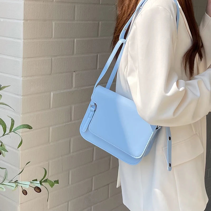 Women's PU Leather Shoulder Bag Small Tote Square Handbag