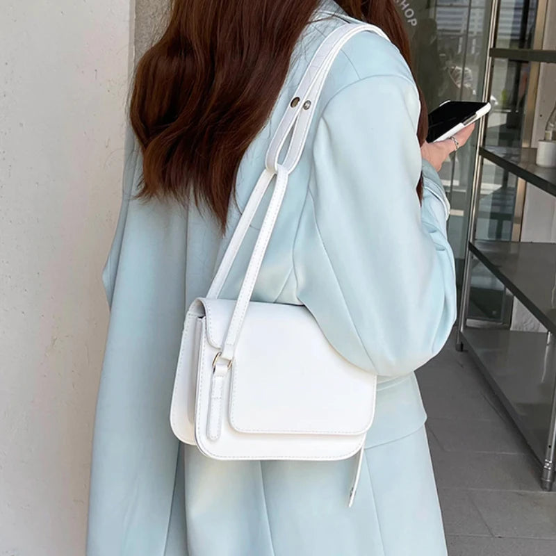 Women's PU Leather Shoulder Bag Small Tote Square Handbag