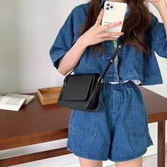 Women's PU Leather Shoulder Bag Small Tote Square Handbag