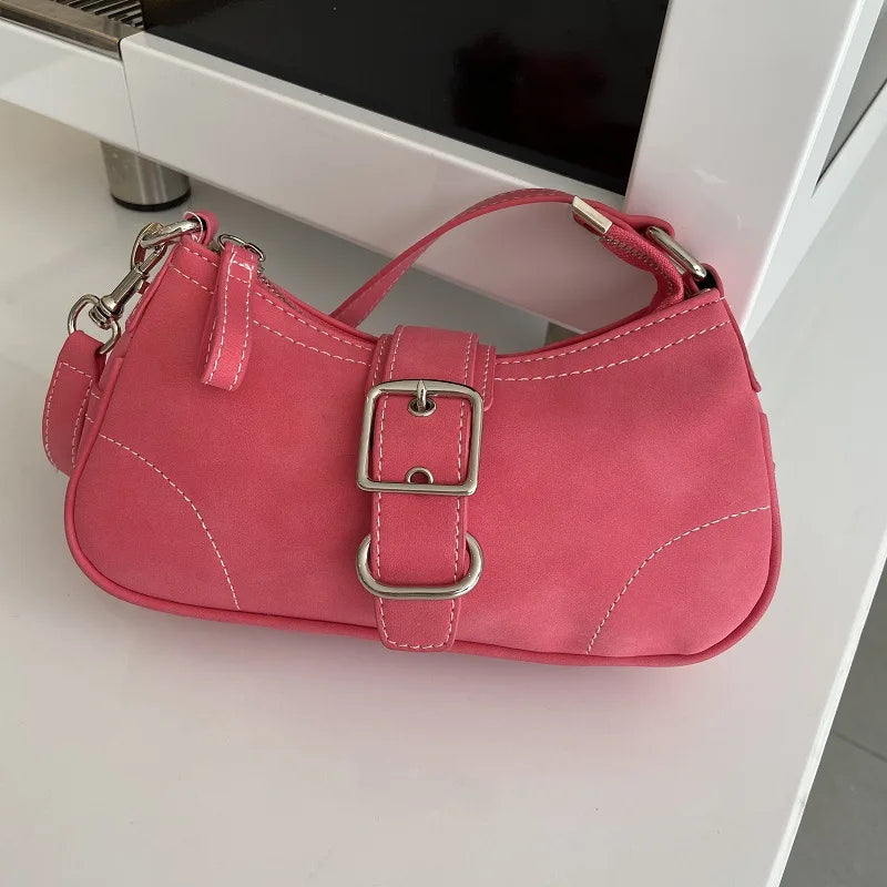 Vintage Rose Red Crossbody Bag with Chain Strap