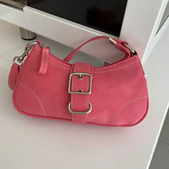 Vintage Rose Red Crossbody Bag with Chain Strap