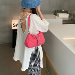 Vintage Rose Red Crossbody Bag with Chain Strap