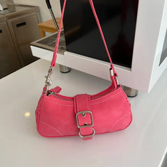 Vintage Rose Red Crossbody Bag with Chain Strap