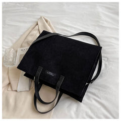 Solid Canvas Handbag with Single Shoulder Strap Large Capacity Shopping Bag