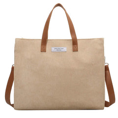 Solid Canvas Handbag with Single Shoulder Strap Large Capacity Shopping Bag