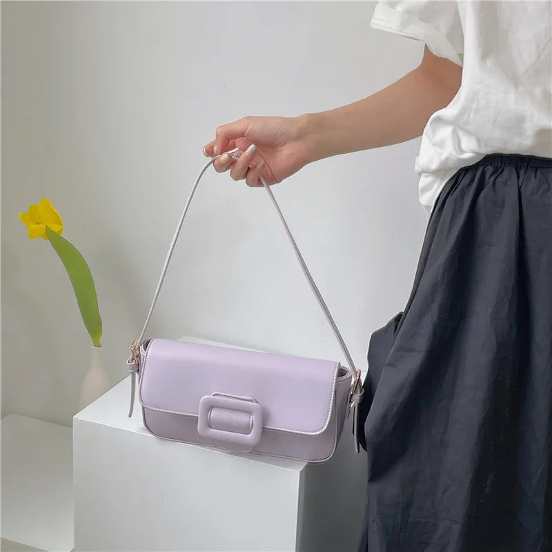 Women's Underarm Bag Retro Solid Armpit Shoulder Bags PU Leather Handbags