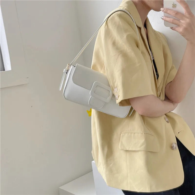 Women's Underarm Bag Retro Solid Armpit Shoulder Bags PU Leather Handbags