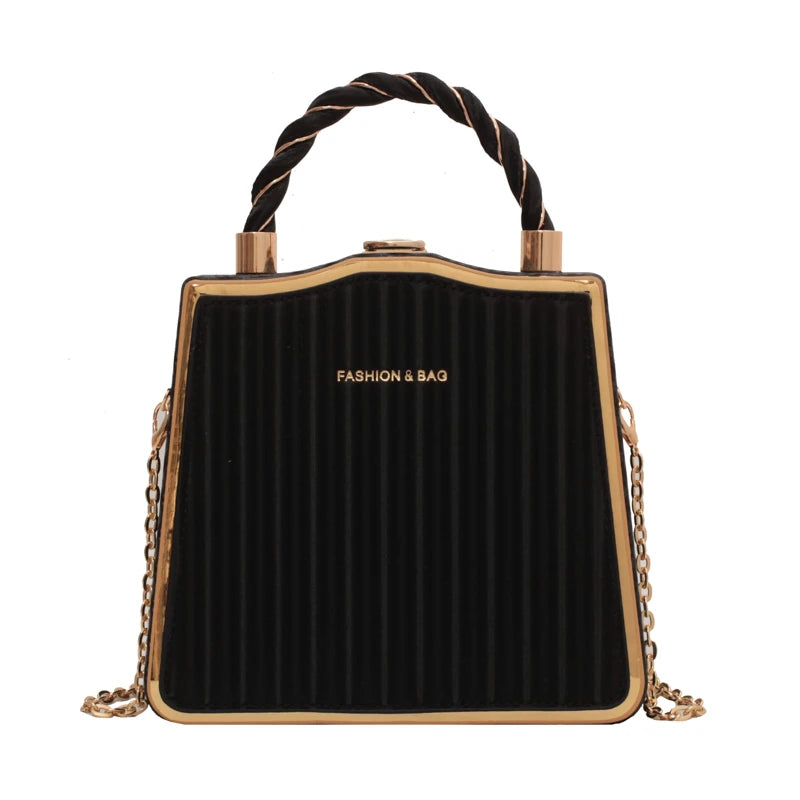 Metal Square Bag Ladies Small Cell Phone Chain One Shoulder Crossbody Purse