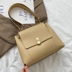PU Leather Crossbody Bags For Women Solid Shoulder Bags Chain Handbags Large Cap