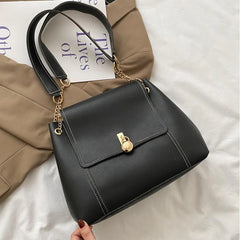 PU Leather Crossbody Bags For Women Solid Shoulder Bags Chain Handbags Large Cap