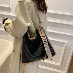 Pleated Shoulder Bag High Capacity Handbags Women Crossbody Tote Bags