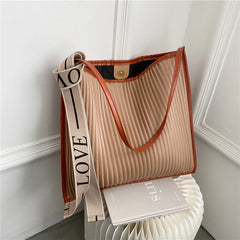 Pleated Shoulder Bag High Capacity Handbags Women Crossbody Tote Bags