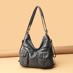 Vintage Leather Shoulder Bag Large Capacity Crossbody Tote Purse