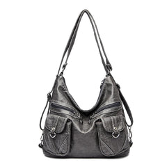 Vintage Leather Shoulder Bag Large Capacity Crossbody Tote Purse