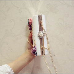 Women PU Leather Clutch Evening Bag Flower Chain Shoulder Wedding Bags